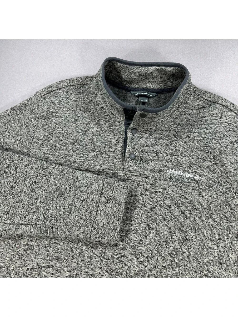 Eddie Bauer Men’s 1/4 Snap Fleece Pullover Sweater Sz XL Polyester Grey